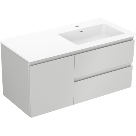 Mexen Orio armoire de salle de bain 100 cm avec lavabo Otis droit, 2T, 1P, gris mat/blanc mat - 91A13-10047-3-BBFFF62-W18P01