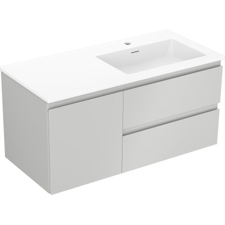 Mexen Orio Badezimmerschrank 100 cm mit Waschbecken Otis rechts, 2S, 1T, grau matt/weiß matt - 91A13-10047-3-BBFFF62-W18P01