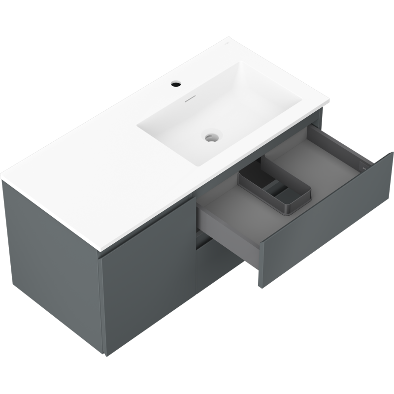 Mexen Orio mobiletto da bagno 100 cm con lavabo Otis destro, 2S, 1D, grafite opaco/bianco opaco - 91A13-10047-3-BBFFF66-W18P01