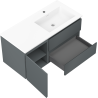 Mexen Orio meuble de salle de bain 100 cm avec lavabo Otis à droite, 2S, 1D, graphite mat/blanc mat