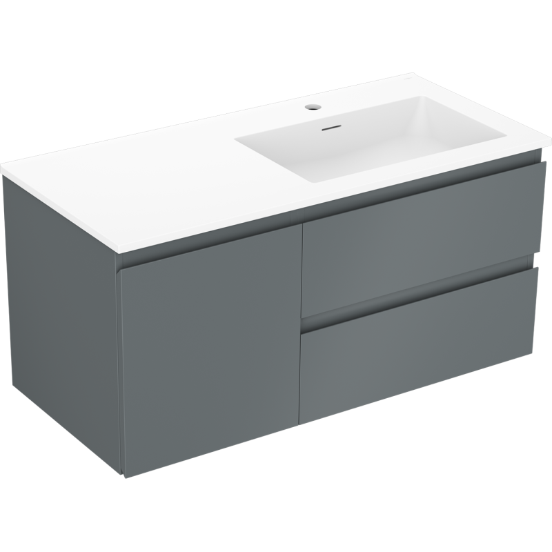 Mexen Orio armario de baño de 100 cm con lavabo Otis derecho, 2S, 1D, grafito mate/blanco mate - 91A13-10047-3-BBFFF66-W18P01