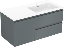Mexen Orio Badezimmerschrank 100 cm mit Waschbecken Otis rechts, 2S, 1D, grafit matt/weiß matt - 91A13-10047-3-BBFFF66-W18P01