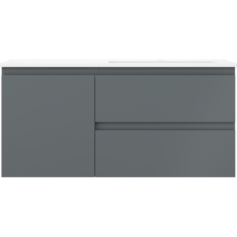 Mexen Orio Badezimmerschrank 100 cm mit Waschbecken Otis rechts, 2S, 1T, Graphit matt/weiß matt - 91A13-10047-3-BBFFF66-W18P01