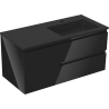 Mexen Orio Badezimmerschrank 100 cm mit Waschbecken Otis rechts, 2S, 1D, schwarz glänzend/schwarz matt
