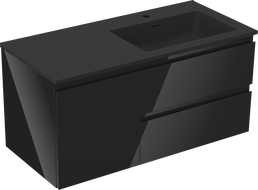 Mexen Orio mueble de baño de 100 cm con lavabo Otis derecho, 2S, 1D, negro brillo/negro mate - 91A13-10047-3-BBFFF70-W18P71