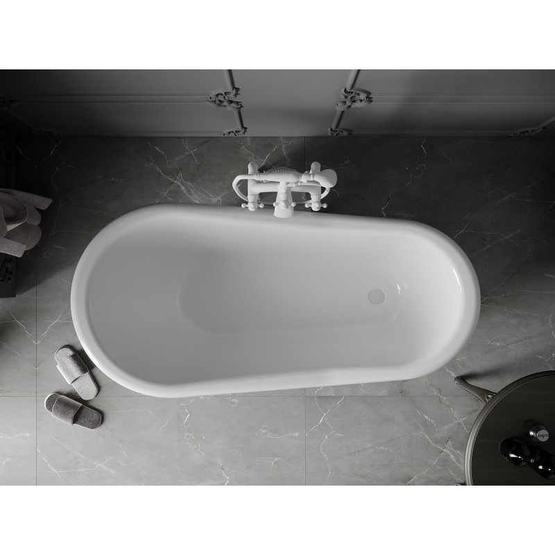 Mexen Retro freestanding bathtub 150 x 73 cm, white/black, white legs - 53251507375-20