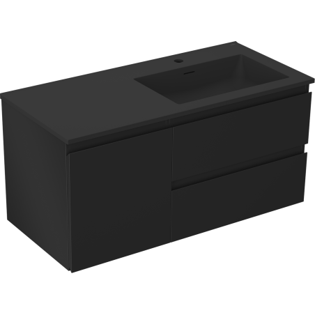 Mexen Orio badkamerkast 100 cm met wastafel Otis rechts, 2 laden, 1 deur, zwart mat - 91A13-10047-3-BBFFF71-W18P71