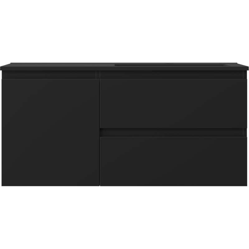 Mexen Orio badkamerkast 100 cm met wastafel Otis rechts, 2 laden, 1 deur, zwart mat - 91A13-10047-3-BBFFF71-W18P71