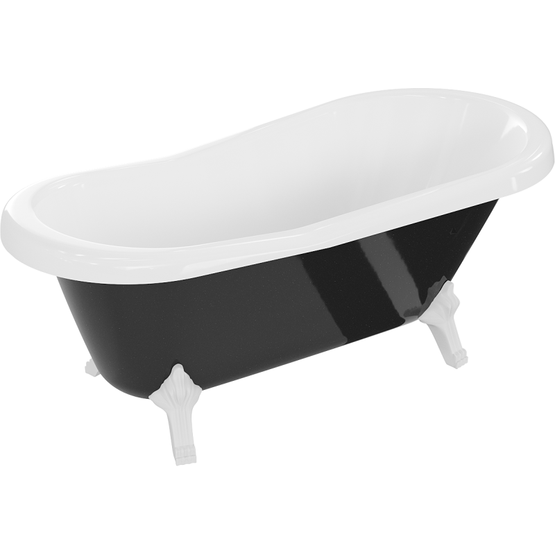 Mexen Retro freistehende Badewanne 150 x 73 cm, weiß/schwarz, weiße Beine - 53251507375-20