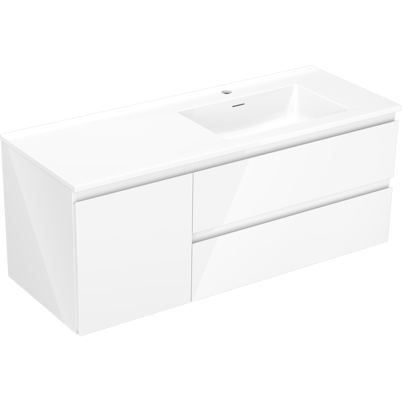 Mexen Orio meuble de salle de bains 120 cm avec lavabo Otis droit, 2S, 1D, blanc brillant - 91A13-12047-3-BBFFF00-W18P00