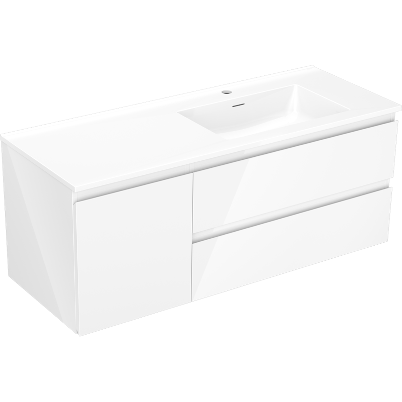 Mexen Orio mobile bagno 120 cm con lavabo Otis destro, 2S, 1D, bianco lucido - 91A13-12047-3-BBFFF00-W18P00