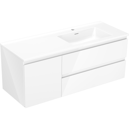 Mexen Orio bathroom cabinet 120 cm with Otis sink right, 2S, 1D, white gloss - 91A13-12047-3-BBFFF00-W18P00