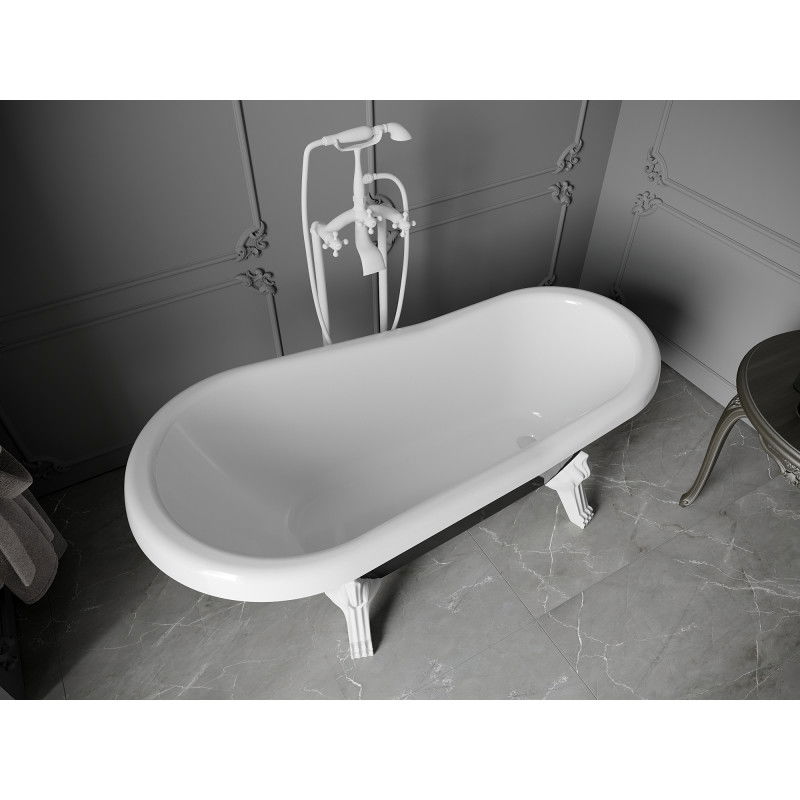 Mexen Retro vasca da bagno freestanding 150 x 73 cm, bianca/nera, gambe bianche - 53251507375-20