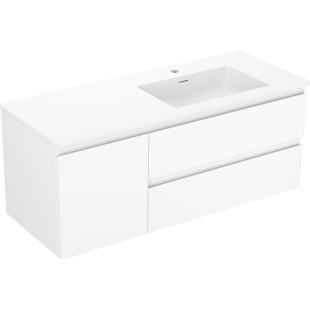 Mexen Orio Badezimmer-Schrank 120 cm mit Waschbecken Otis rechts, 2S, 1D, weiß matt - 91A13-12047-3-BBFFF01-W18P01