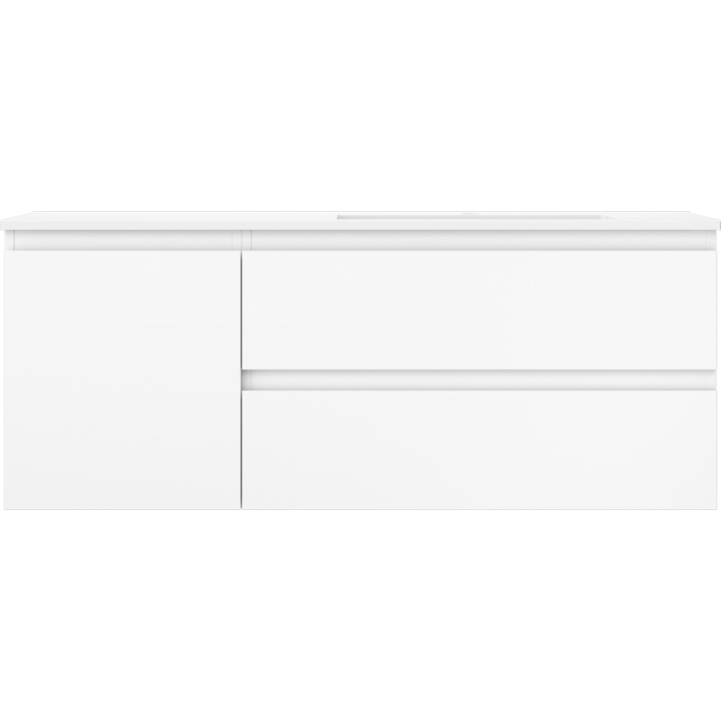 Mexen Orio Badezimmerschrank 120 cm mit Waschbecken Otis rechts, 2S, 1T, weiß matt - 91A13-12047-3-BBFFF01-W18P01
