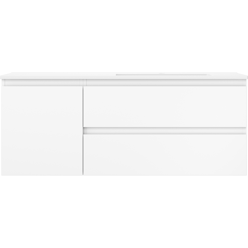 Mexen Orio bathroom cabinet 120 cm with Otis right sink, 2S, 1D, white matte - 91A13-12047-3-BBFFF01-W18P01