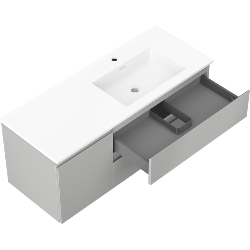 Mexen Orio armario de baño 120 cm con lavabo Otis derecho, 2S, 1D, gris mate/blanco mate - 91A13-12047-3-BBFFF62-W18P01