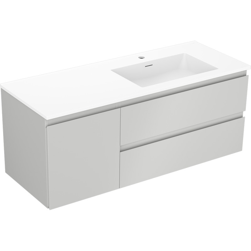 Mexen Orio armoire de salle de bain 120 cm avec lavabo Otis droit, 2S, 1D, gris mat/blanc mat - 91A13-12047-3-BBFFF62-W18P01