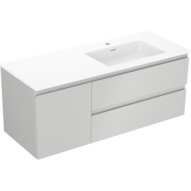 Mexen Orio meuble de salle de bain 120 cm avec lavabo Otis droit, 2S, 1D, gris mat/blanc mat - 91A13-12047-3-BBFFF62-W18P01