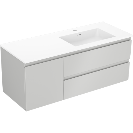 Mexen Orio Badezimmerschrank 120 cm mit rechter Otis Waschbecken, 2S, 1D, grau matt/weiß matt - 91A13-12047-3-BBFFF62-W18P01