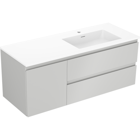 Mexen Orio bathroom cabinet 120 cm with right Otis washbasin, 2S, 1D, gray matte/white matte - 91A13-12047-3-BBFFF62-W18P01