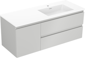 Mexen Orio Badezimmerschrank 120 cm mit rechter Otis Waschbecken, 2S, 1D, grau matt/weiß matt - 91A13-12047-3-BBFFF62-W18P01