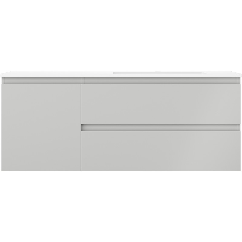 Mexen Orio Badezimmerschrank 120 cm mit Waschbecken Otis rechts, 2S, 1D, grau matt/weiß matt - 91A13-12047-3-BBFFF62-W18P01