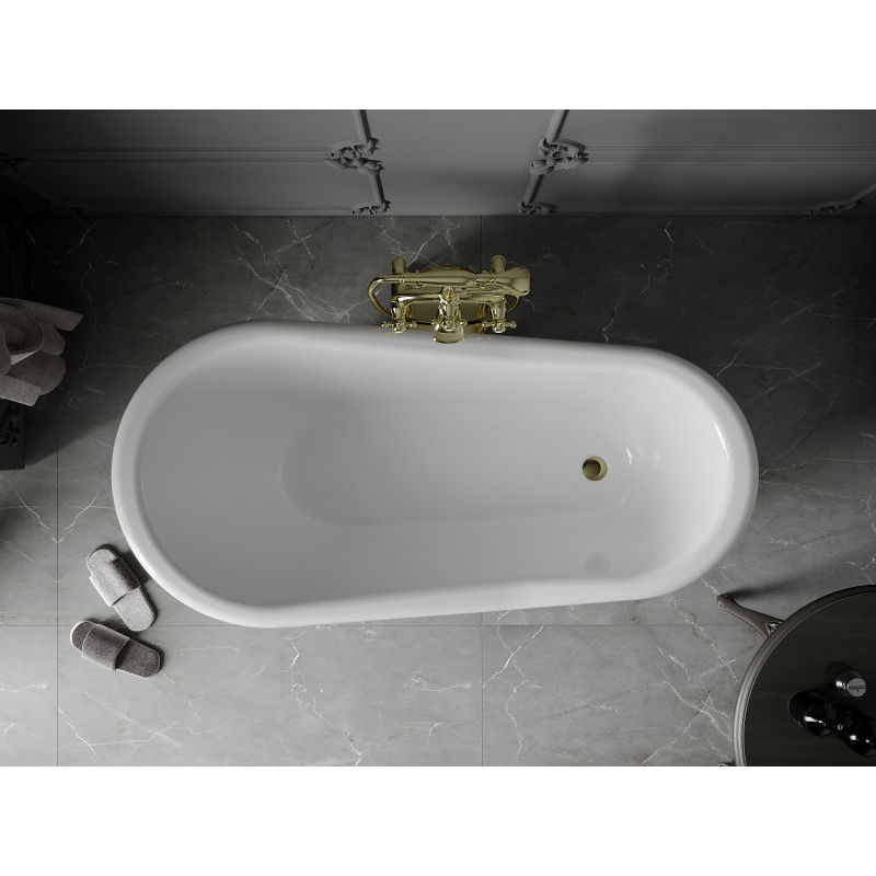 Mexen Retro baignoire autoportante 150 x 73 cm, blanc/noir, pieds dorés - 53251507375-50