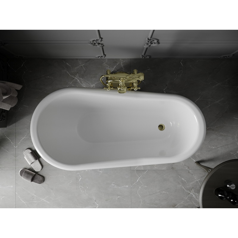 Mexen Retro samostojeća kada 150 x 73 cm, bijela/crna, zlatne noge - 53251507375-50