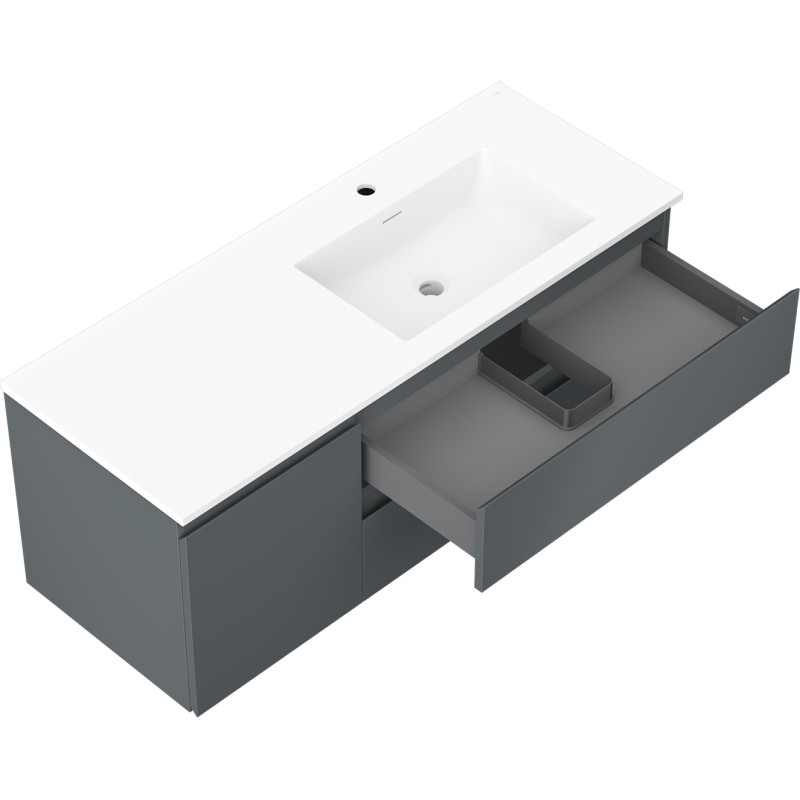 Mexen Orio armoire de salle de bain 120 cm avec lavabo Otis droit, 2S, 1D, graphite mat/blanc mat - 91A13-12047-3-BBFFF66-W18P01