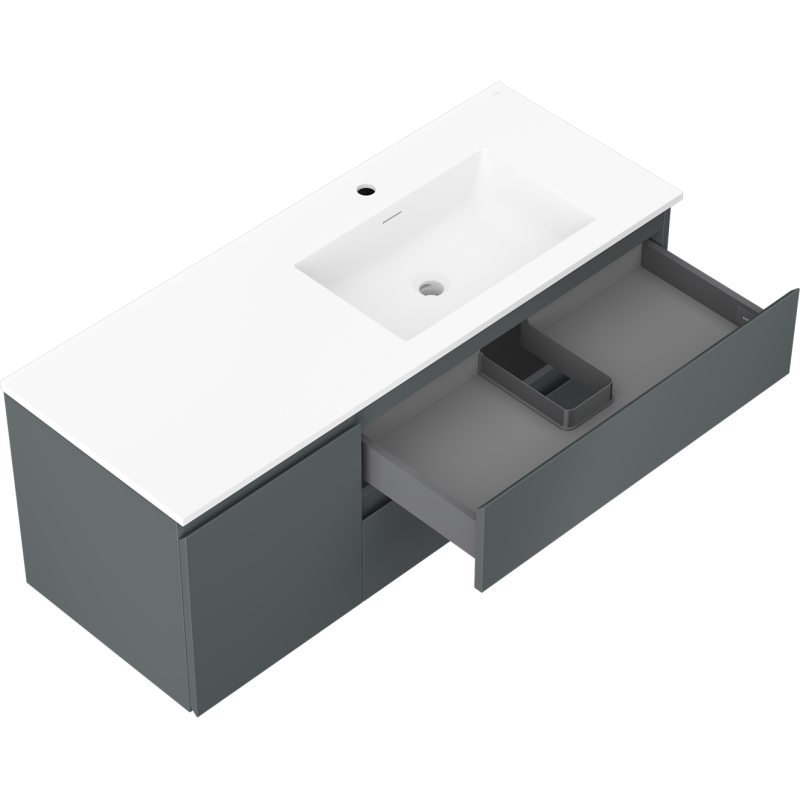 Mexen Orio meuble de salle de bain 120 cm avec lavabo Otis droit, 2S, 1D, graphite mat/blanc mat - 91A13-12047-3-BBFFF66-W18P01