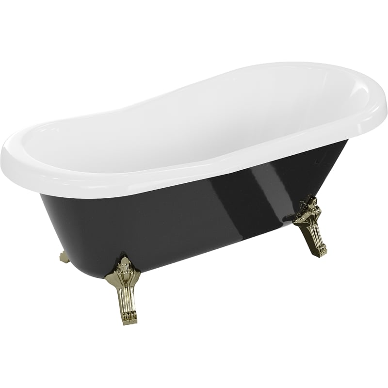 Mexen Retro vann iseseisev 150 x 73 cm, valge/must, kuldsed jalad - 53251507375-50