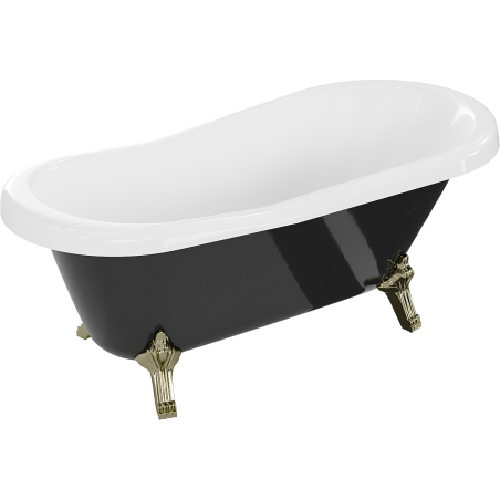 Mexen Retro baignoire autoportante 150 x 73 cm, blanche/noire, pieds dorés - 53251507375-50