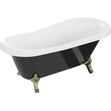 Mexen Retro freestanding bath 150 x 73 cm, white/black, gold legs - 53251507375-50