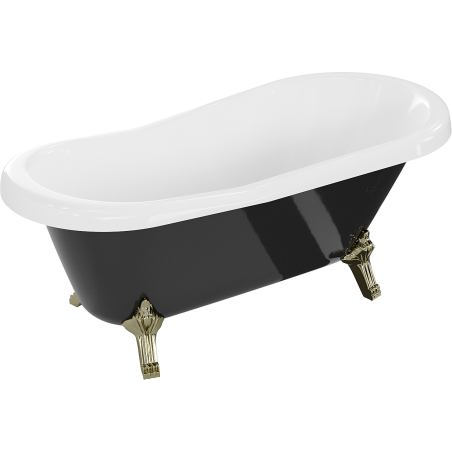 Mexen Retro freistehende Badewanne 150 x 73 cm, weiß/schwarz, goldene Füße - 53251507375-50