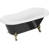 Mexen Retro vasca da bagno autoportante 150 x 73 cm, bianca/nera, gambe dorate - 53251507375-50