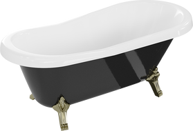 Mexen Retro freistehende Badewanne 150 x 73 cm, weiß/schwarz, goldene Füße - 53251507375-50