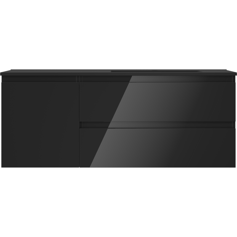 Mexen Orio armário de casa de banho 120 cm com lavatório Otis direito, 2G, 1P, preto brilhante/preto mate