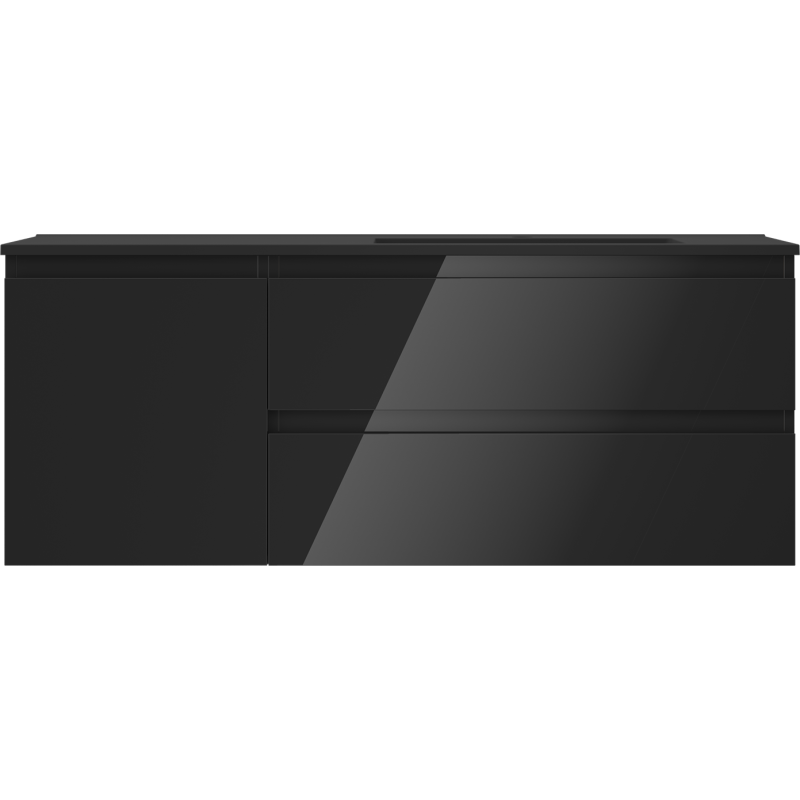 Mexen Orio mobile da bagno 120 cm con lavabo Otis destro, 2S, 1D, nero lucido/nero opaco - 91A13-12047-3-BBFFF70-W18P71