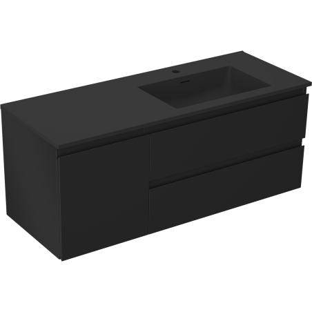 Mexen Orio Badezimmerschrank 120 cm mit Waschbecken Otis rechts, 2S, 1T, schwarz matt - 91A13-12047-3-BBFFF71-W18P71