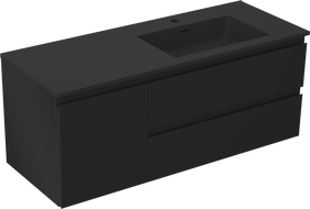 Mexen Orio mueble de baño de 120 cm con lavabo Otis derecho, 2S, 1D, negro mate - 91A13-12047-3-BBFFF71-W18P71