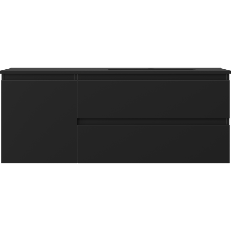 Mexen Orio mueble de baño de 120 cm con lavabo Otis derecho, 2S, 1D, negro mate - 91A13-12047-3-BBFFF71-W18P71