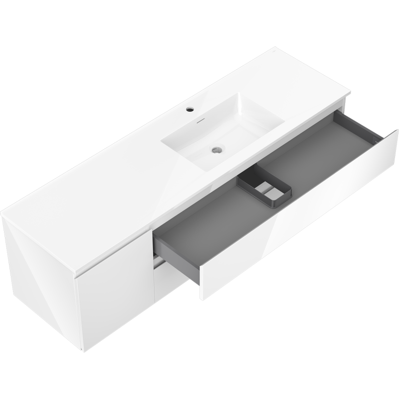 Mexen Orio mobile bagno 160 cm con lavabo Otis destro, 2S, 1D, bianco lucido - 91A13-16047-3-BBFFF00-W18P00