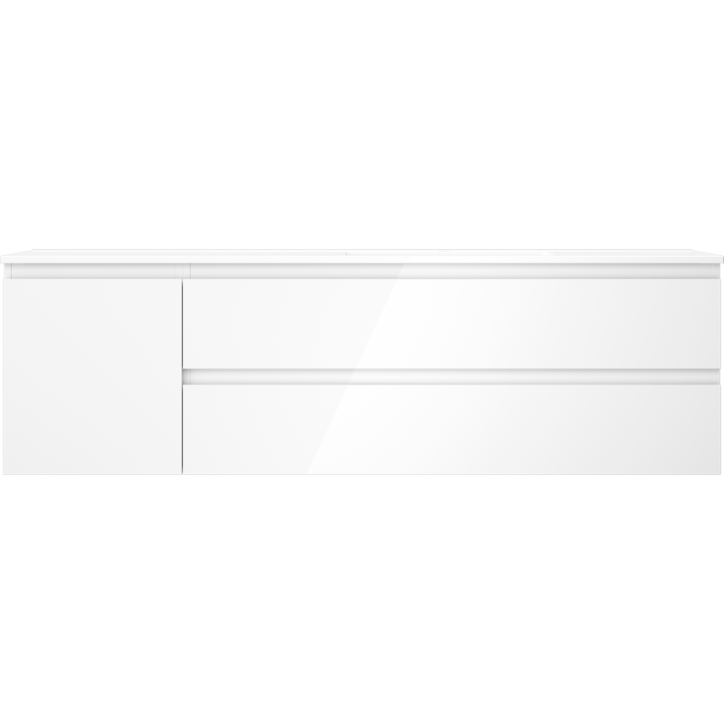 Mexen Orio bathroom cabinet 160 cm with right Otis sink, 2S, 1D, white gloss - 91A13-16047-3-BBFFF00-W18P00