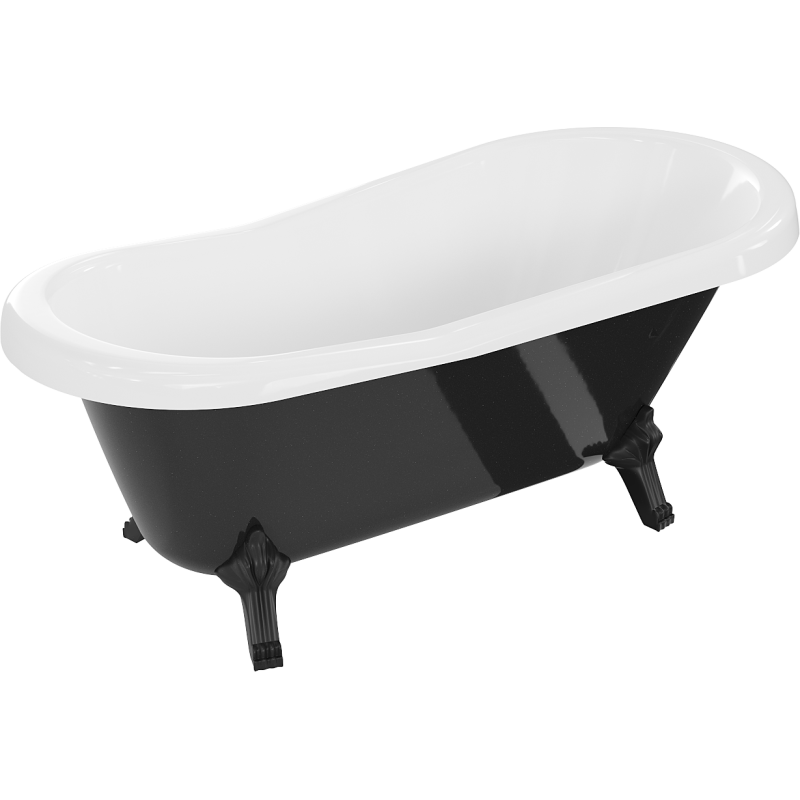 Mexen Retro freistehende Badewanne 150 x 73 cm, weiß/schwarz, schwarze Beine - 53251507375-70