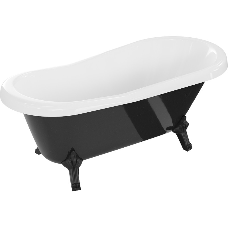 Mexen Retro samostojeća kada 150 x 73 cm, bijela/crna, noge crne - 53251507375-70