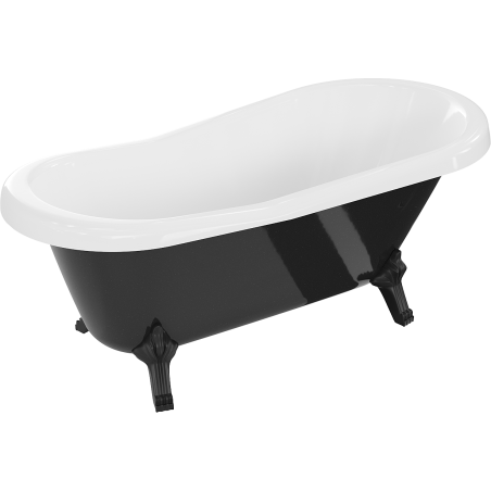 Mexen Retro freistehende Badewanne 150 x 73 cm, weiß/schwarz, schwarze Beine - 53251507375-70