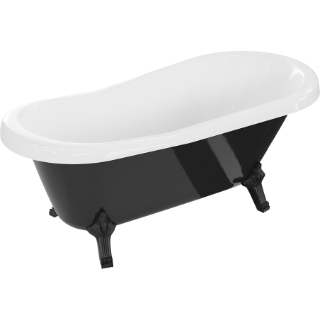 Mexen Retro vapaasti seisova kylpyamme 150 x 73 cm, valkoinen/musta, mustat jalat - 53251507375-70