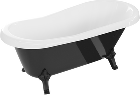 Mexen Retro freistehende Badewanne 150 x 73 cm, weiß/schwarz, schwarze Beine - 53251507375-70