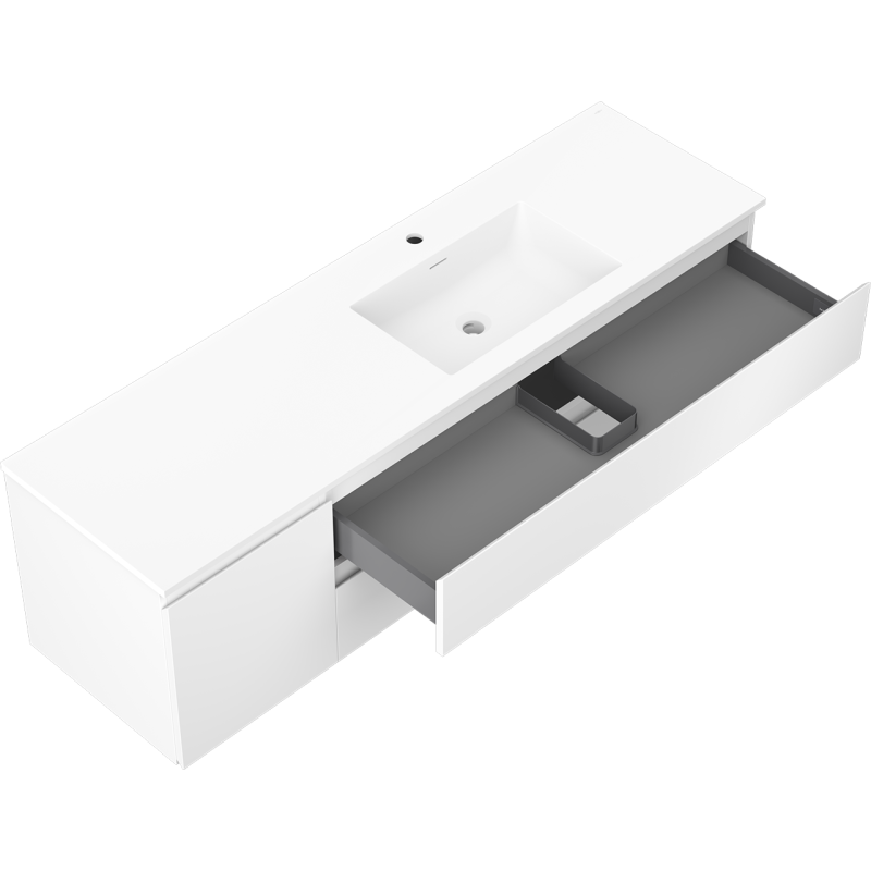 Mexen Orio armario de baño 160 cm con lavabo Otis derecho, 2S, 1D, blanco mate - 91A13-16047-3-BBFFF01-W18P01